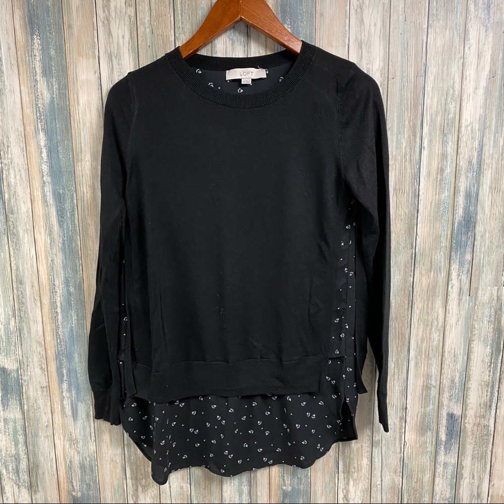 LOFT Mixed Media Top sz XS Shell Print # N471